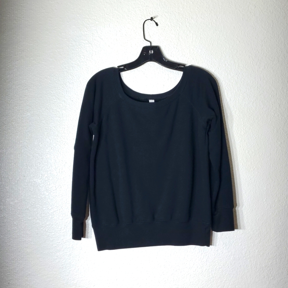 Bella Ladies Small Black Wide Scoop Neck Sweatshirt